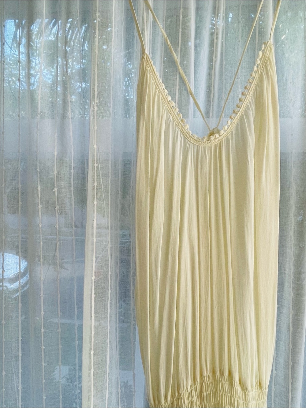 Planet Blue Pale Cream Spaghetti Strap Slip Mini Dress